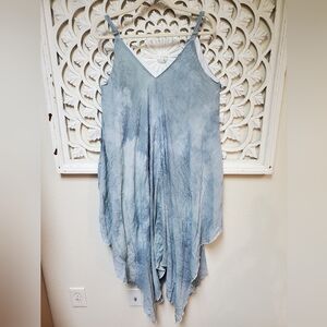 Upcycled Hand-Dyed Sage Handkercheif Flowy Tank Dress Mlle Gabrielle Size 2X